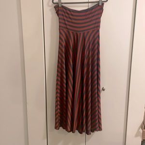 Anthropologie Maeve Strapless Striped Fit and flare dress